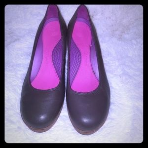 Brown croc wedges size 10